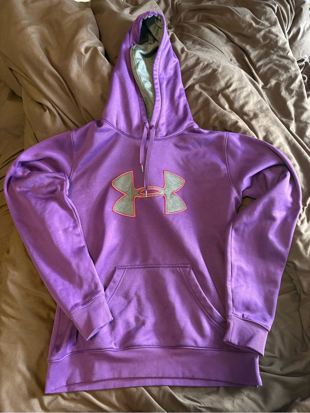 Under Armour Purple Hoodie with Gray and Pink Logo